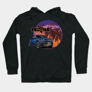 Texas-Style Ford Truck beach scene blue colors Hoodie